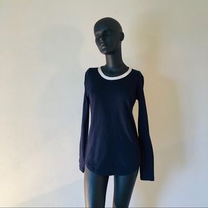 J. Crew Navy T-Shirt w/ Metallic Leather Trim -XS